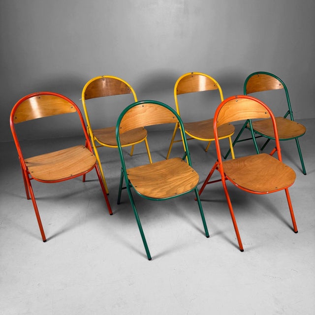 Wood Vintage Folding Chairs, 1970s, Set of 6 For Sale - Image 7 of 15