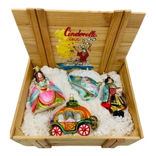 Late 20th Century Polonaise Collection Cinderella Hand Blown Glass Ornament Set in Original Box - Set of 4 For Sale