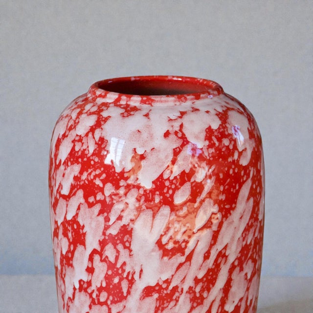 Mid-Century Modern Large French Handcrafted Vase with Speckled Red Enamel, 1960 For Sale - Image 3 of 8