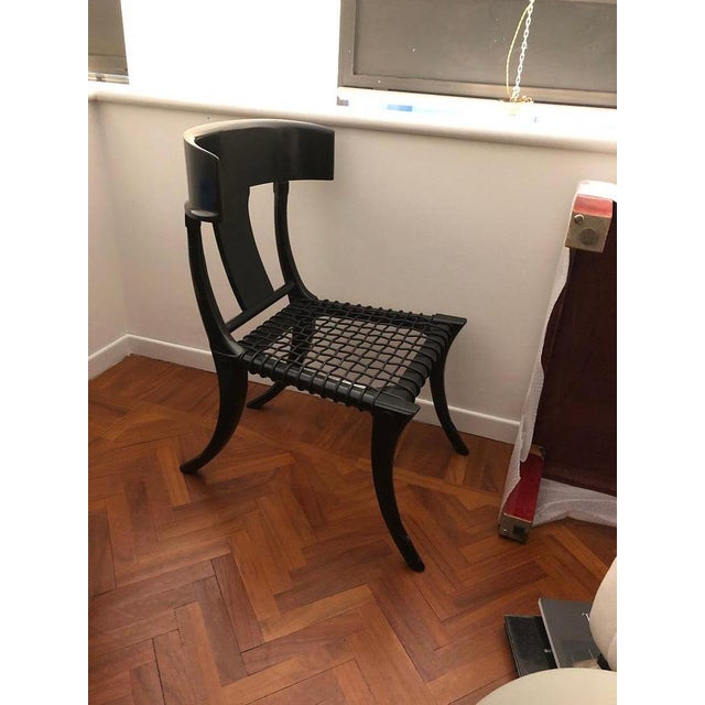Black Woven and Leather Seat Walnut Klismos Chairs from Pescetta Home Decoration, Set of 6 For Sale - Image 4 of 18