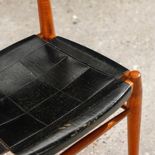 Wood Bambi Dining Chairs in Teak and Black Leather by Rolf Rastad and Adolf Relling for Gustav Bahus, Norway, 1950s, Set of 6 For Sale - Image 7 of 10
