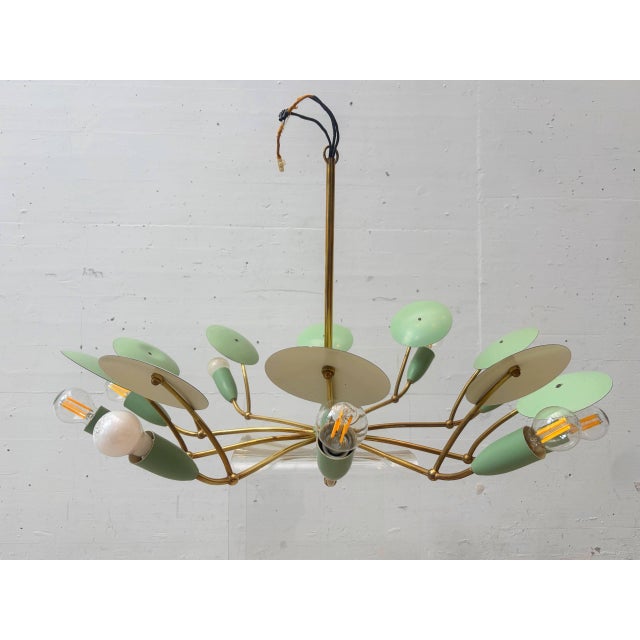 Mid-Century Italian Chandelier in Brass, 1950s For Sale - Image 10 of 11