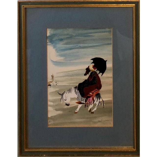 1960s Judith Yellin Ginat, Israeli Abstract Figure Torn Paper Collage Watercolor Painting Bezalel Woman Art, 1960 For Sale - Image 5 of 5