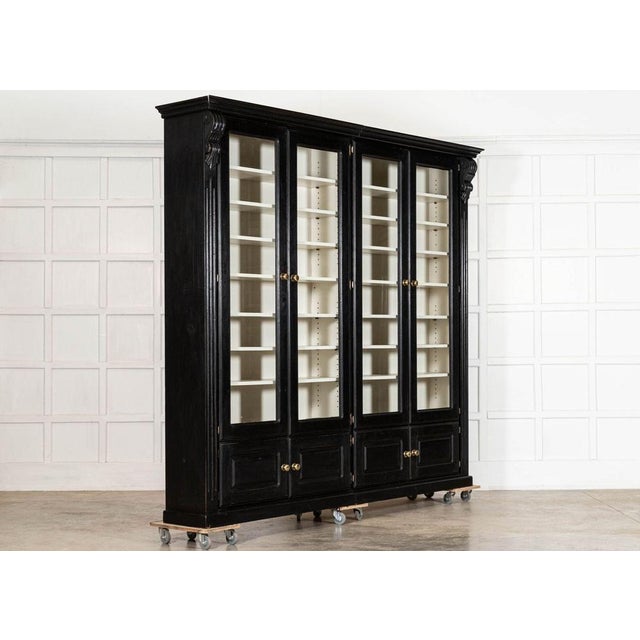 English Ebonised Mahogany Glazed Bookcase, 1940 For Sale - Image 3 of 17