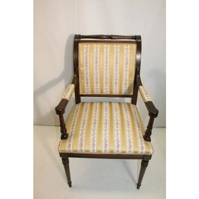 Early 20th Century Set of 6 Regency Style Maple Dining Room Chairs, New Upholstery For Sale In Philadelphia - Image 6 of 8