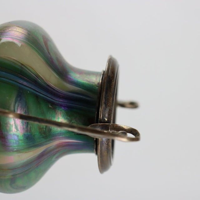Glass Antique Rindskopf Attr Art Nouveau Pulled Feather Art Glass & Silver Vase C1920 For Sale - Image 7 of 7