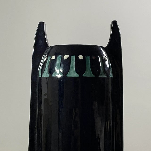 Antique Austrian Art Nouveau Jugendstil “Osiris” Hand Painted Ceramic Vase, Stamped For Sale - Image 4 of 9