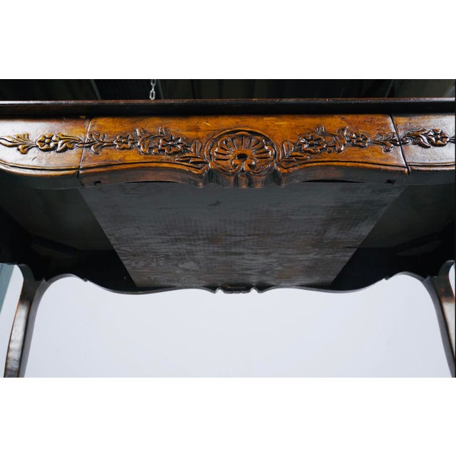 French Provincial Vintage Louis XV–Style Carved Walnut Writing Desk or Console Table For Sale - Image 3 of 10
