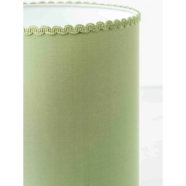 Blue Vintage Royal Delft Blue Ceramic Table Lamps with New Green Silk Lampshades, Set of 2 For Sale - Image 8 of 12