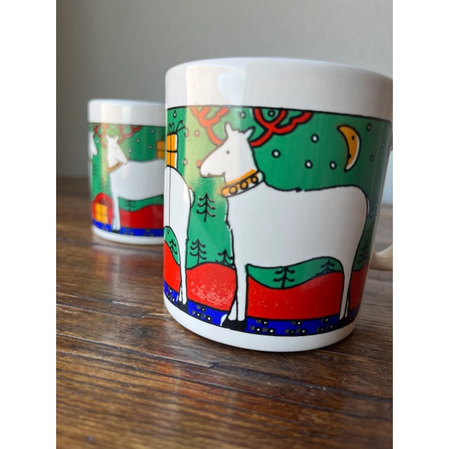 Vintage 1980’s Fpc England Alan Wood Reindeer Mugs- Set of 2 For Sale In Dallas - Image 6 of 8