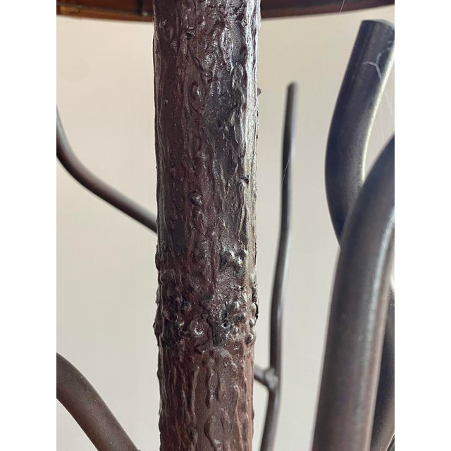 Tree-Like Welded Iron Floor Lamp With Woven Wood Shade For Sale - Image 15 of 17