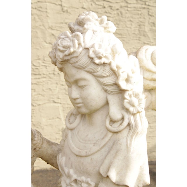 Late 20th Century Asian Style Large Figural Marble Outdoor Garden Statue For Sale - Image 4 of 13