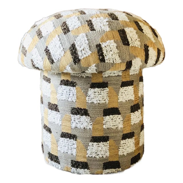 Mushroom Ottoman in "Oxido-Honey" Specialty Fabric For Sale