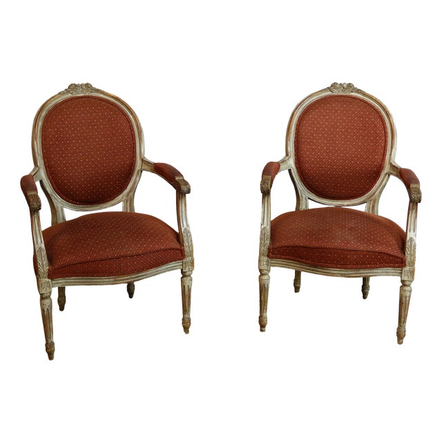 Vintage Louis XVI Armchairs, 1950s, Set of 2 For Sale