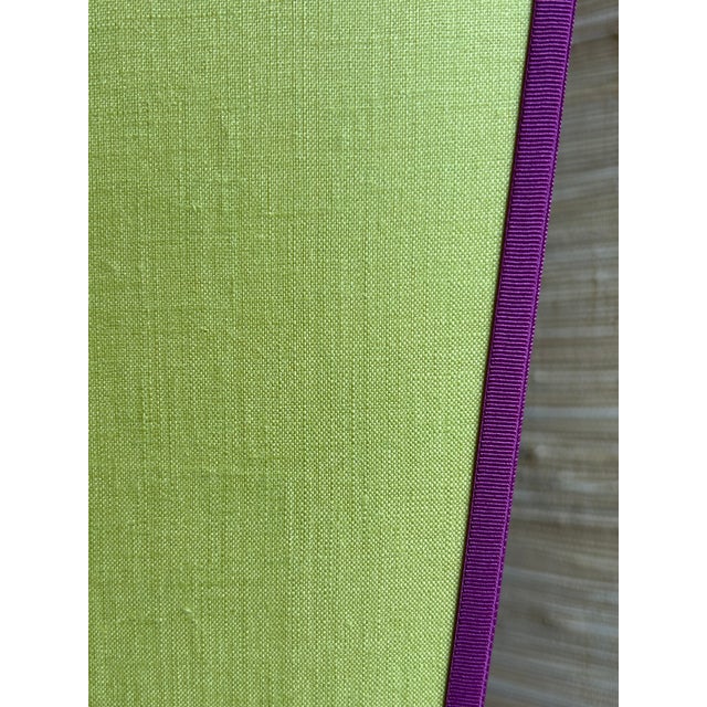 2010s Autumn Green Lampshade With Plum Purple Trim For Sale - Image 5 of 5