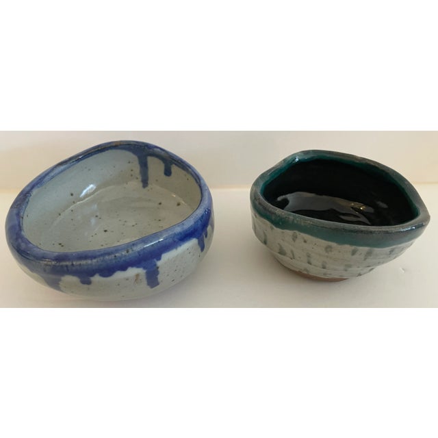 Mid-Century Modern Organic Form Glazed Pottery Bowls Signed Cata - Set of 2 For Sale - Image 3 of 8