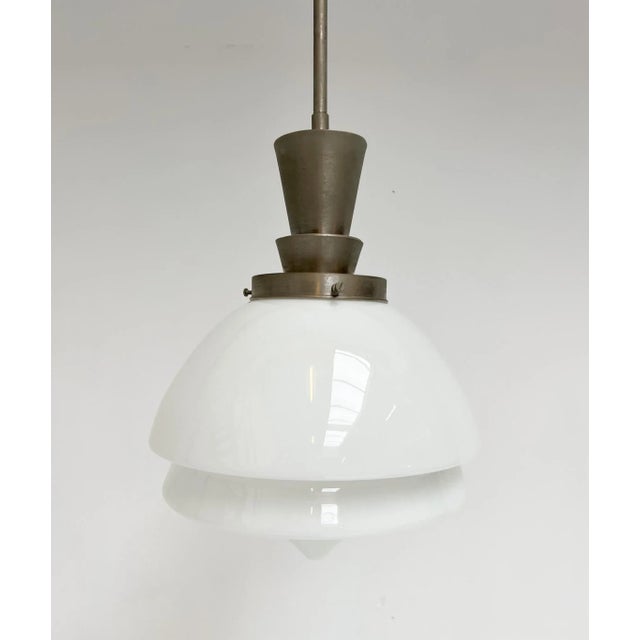 Mid-Century Modern Pendant Lamp in Opal Glass by W.H. Gispen for GISO, 1950s For Sale - Image 3 of 9