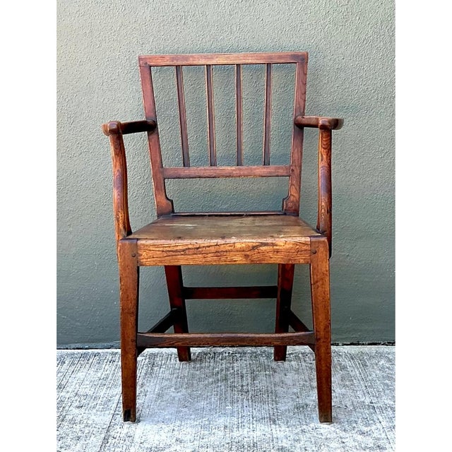 Vintage George III Country House “Elbow” Arm Chair in Elm For Sale - Image 13 of 13