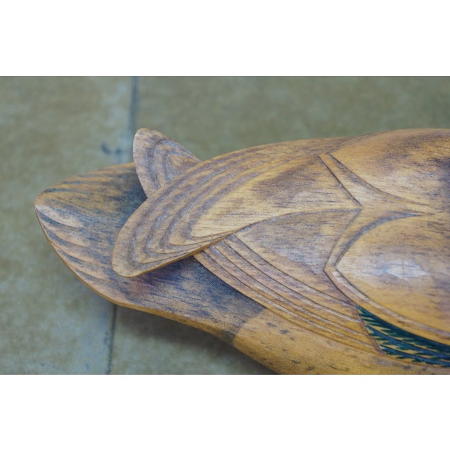 Mid 20th Century Chinese Hand-Carved Wood Mallard Drake and Hen Duck Decoys Pair 10" For Sale - Image 12 of 14