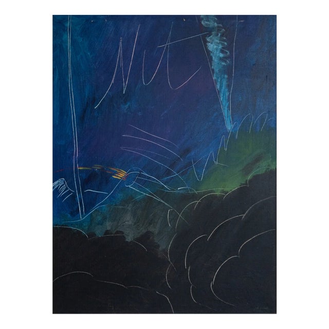 Abstract Nocturnal Composition, 1990s, Oil on Canvas For Sale