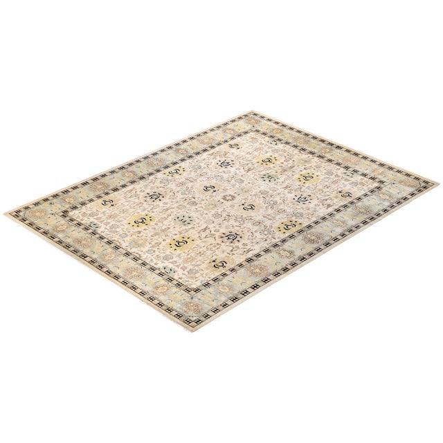 Ivory Eclectic, One-of-a-Kind Hand-Knotted Area Rug - Ivory, 9' 2" x 12' 3" For Sale - Image 8 of 8