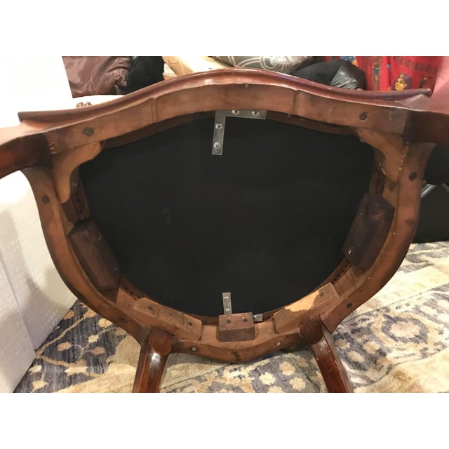 Wood Antique French Art Nouveau Caned Barrel Chair With Brass Casters For Sale - Image 7 of 10