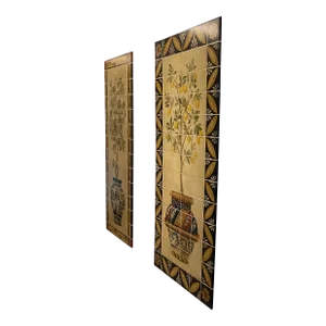 Set of Two Planked Trompe L’oeil Panels by Maria Apelo Cruz