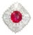 2.63 Carat Thai Ruby Diamond Ballerina Platinum Ring, Grs Certified, Size 6.25 For Sale