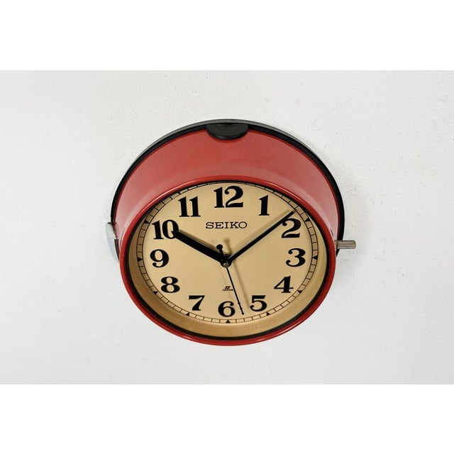 1990s Vintage Red Seiko Navy Wall Clock, 1970s For Sale - Image 5 of 18
