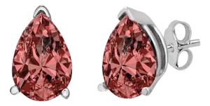 14K White Gold 1/2 Cttw Lab Grown Pink Pear Diamond 3 Prong Set Martini Solitaire Stud Earrings - 2 Pieces
