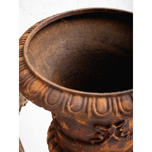 Brick Red Large Victorian Cast Iron Garden Planters - A Pair For Sale - Image 8 of 10