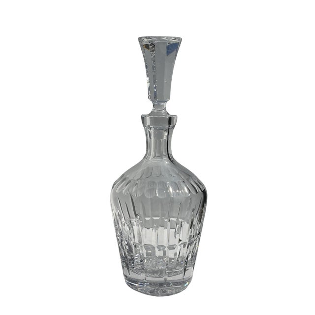 Mid-Century Modern Vintage Cut Crystal Decanter With Faceted Stopper | Waterford Style For Sale - Image 3 of 8