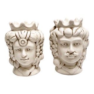 Royal King & Queen Ceramic Salt and Pepper Shakers, a Pair For Sale