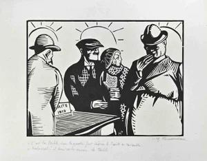 Hermann Paul, Figures, Original China Ink Drawing, Early 20th Century