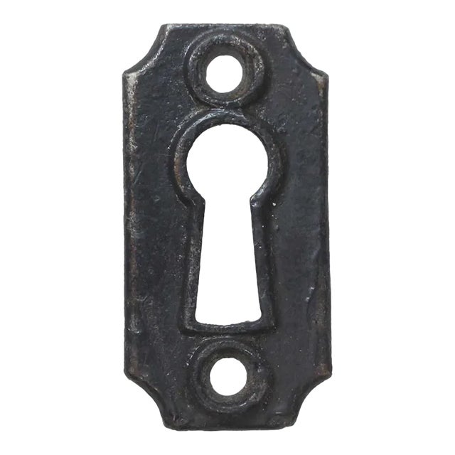 Antique Arched Corner Black Cast Iron Door Keyhole Cover For Sale