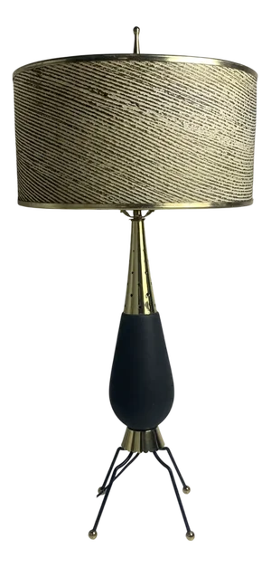 Large Vintage Sputnik Brass Table Lamp, 1950s