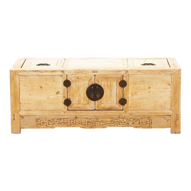 Antique Bleached Wood Chinese Chest For Sale