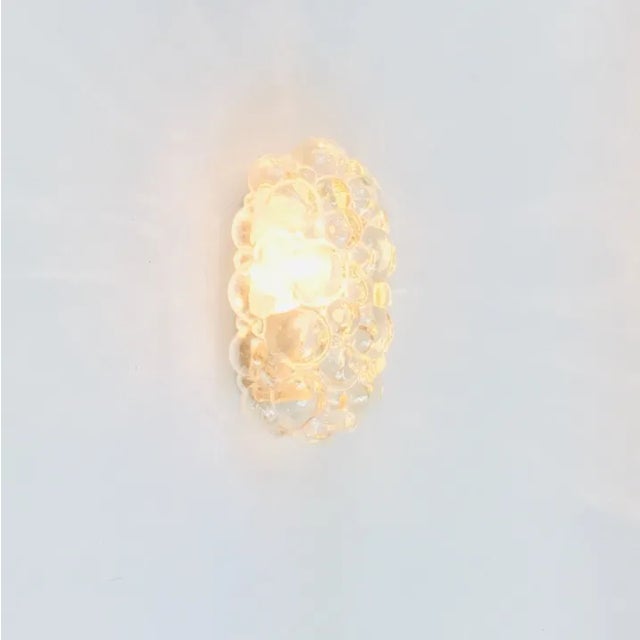 Glashütte Limburg Mid-Century Amber Bubble Glass Wall Lamp by Helena Tynell for Limburg, Germany, 1960s For Sale - Image 4 of 9