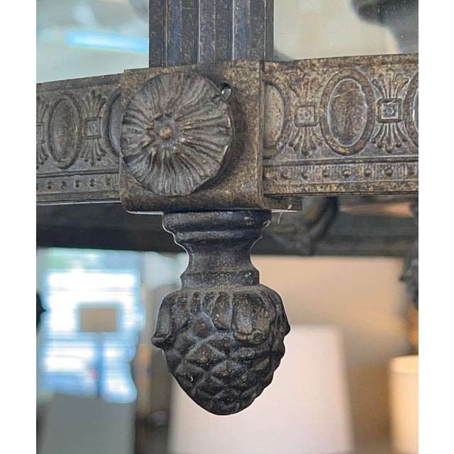 Metal Large Louis XVI Style Bronze and Iron 6-Light Hanging Lantern For Sale - Image 7 of 10