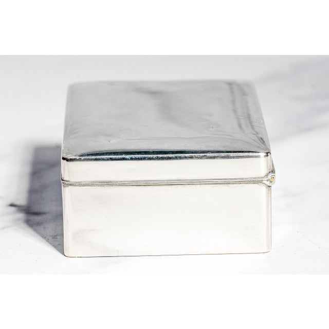 Luxurious Minimalist Small Antique Sterling Silver Trinket Jewelry Box Asian Style Home Decor For Sale - Image 10 of 12