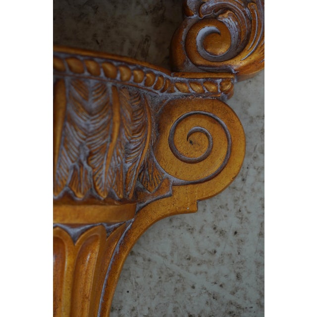2010s Pair Maitland Smith Gold & Marble Hanging Wall Shelves For Sale - Image 5 of 11