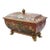 Vintage Large Italian Style Painted Lidded Decorative Box W/Gilded Feet & Pulls For Sale