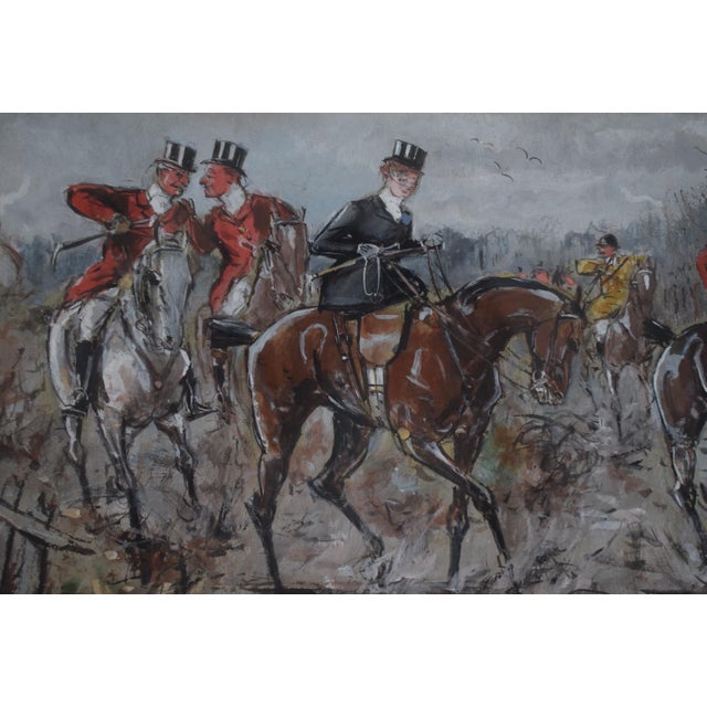 "The Captain With the Whiskers Stole a Sly Glance at Me." (Old Song) Fox Hunting Watercolour by Finch Mason For Sale - Image 4 of 6