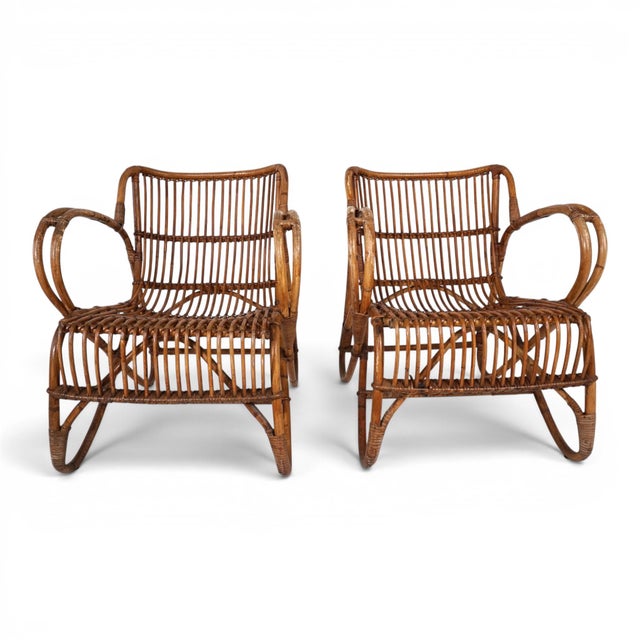Vintage French Rattan Bamboo Lounge Chairs, 1960, Set of 2 For Sale - Image 14 of 18