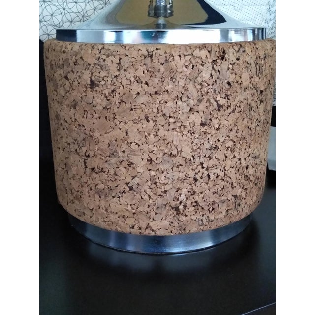 Wood 1970s Cork & Chrome Lamps Laurel Lighting With Shades - a Pair With Original Shades For Sale - Image 7 of 10