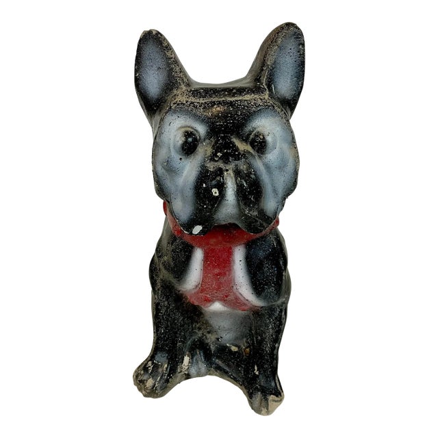 1950s Boho Chic Outdoor Garden Frenchie French Bulldog Concrete Statue For Sale