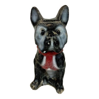 1950s Boho Chic Rustic European French Bulldog Reconstituted Stone Statue For Sale