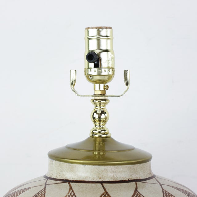 Tribal Vintage Tribal Pattern Ceramic Ginger Jar Table Lamps - a Pair For Sale - Image 3 of 13