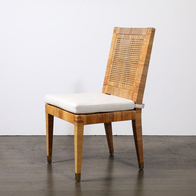 Mid-Century Rattan & Bamboo Wrapped & Upholstered Chair Signed Bielecky Brothers For Sale - Image 11 of 17