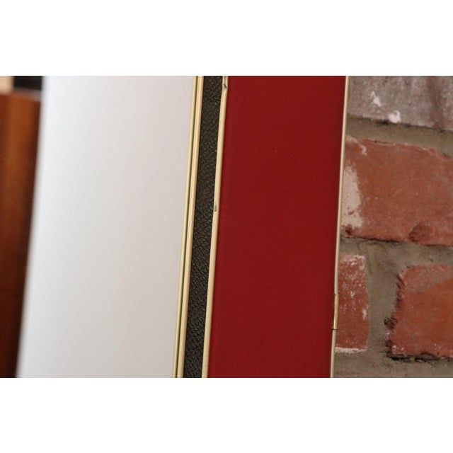 Vintage Umberto Mascagni Upholstered Wall Mirror With Leather and Brass Border For Sale - Image 10 of 18